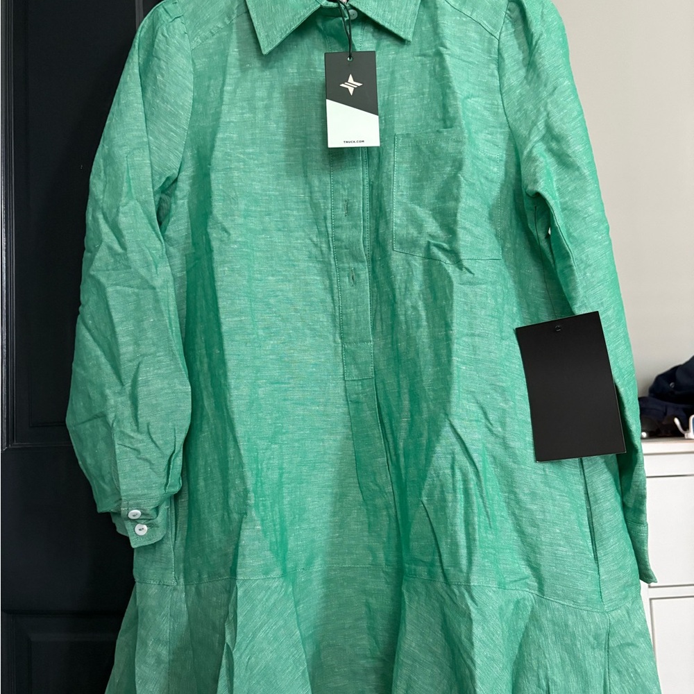 Tuckernuck Green Callahan Button-Up Shirt Dress